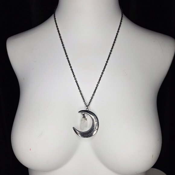 Moon pendant chain necklace with morganite gemstone accent - handmade - Picture 7 of 7